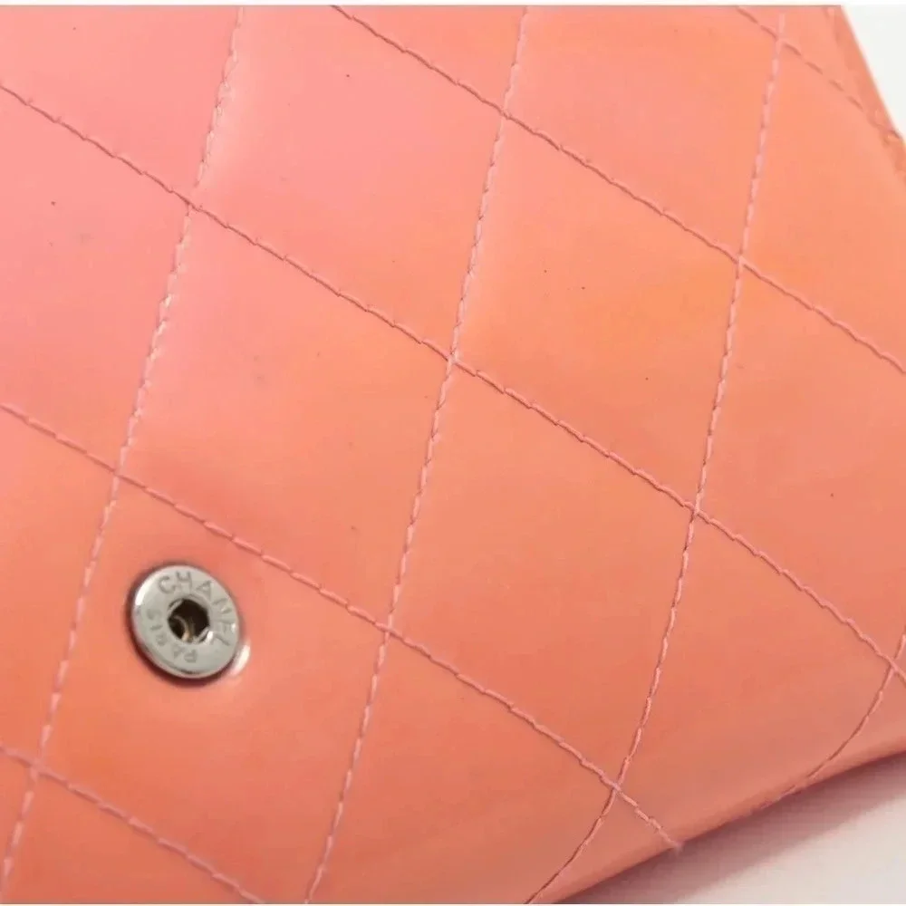 Chanel Quilted Patent leather Wallet, Pink/Champagne
